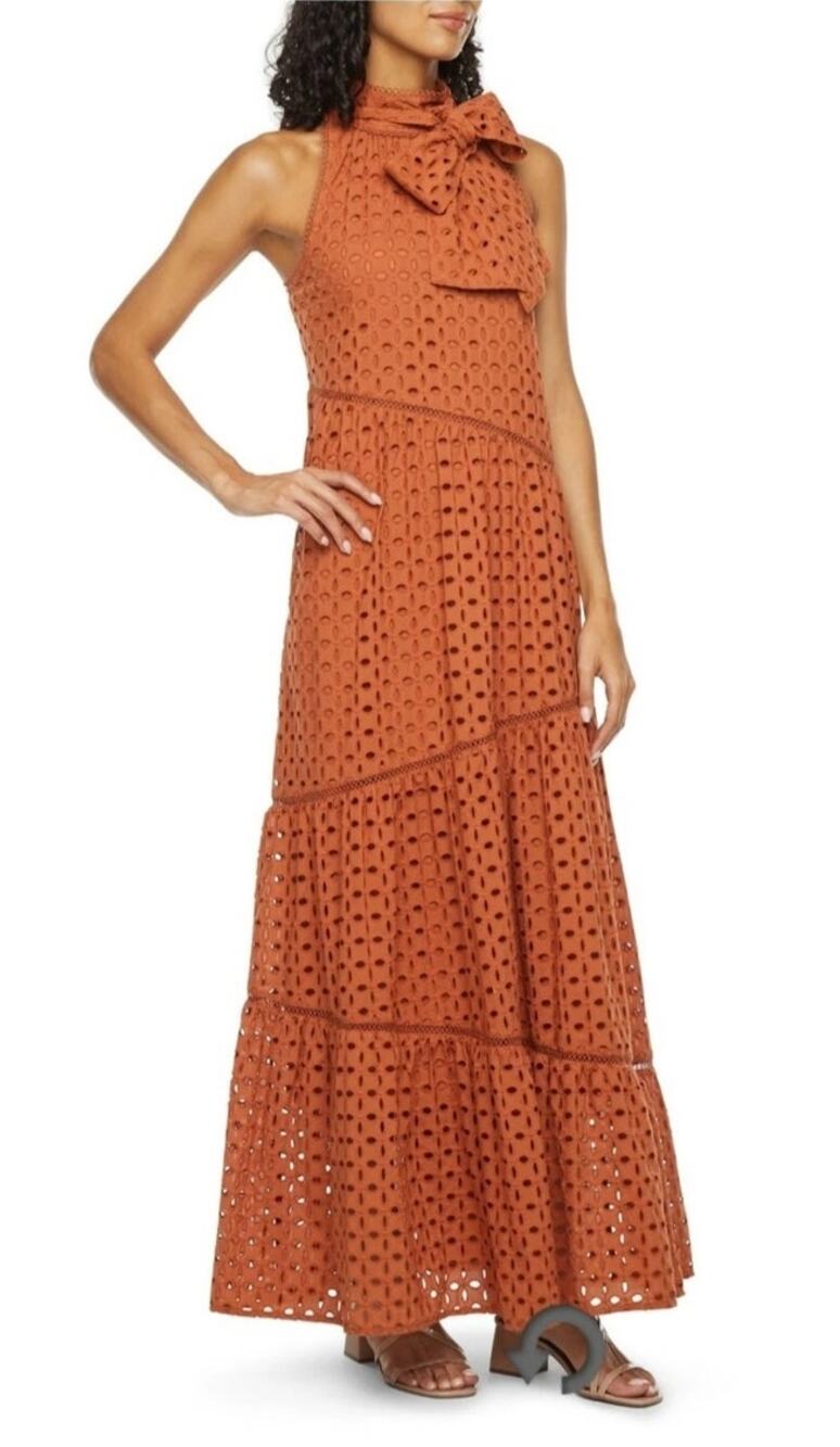 Ryegrass Eyelet Maxi Dress Burnt Orange Size 1X